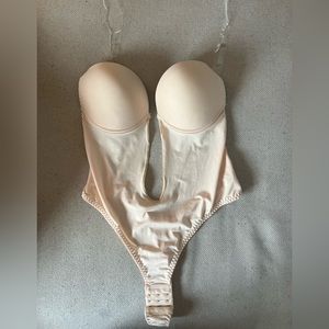 Backless, plunge bodysuit